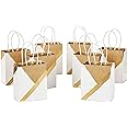 Hallmark 6" Small Paper Gift Bags, 8-Pack (White and Kraft) for Birthdays, Christmas, Weddings, Graduations, Baby Showers, Bridal Showers, Care Packages and More