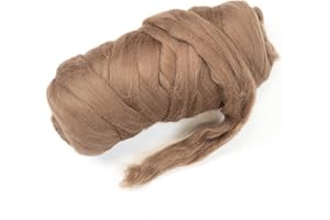 Kondoos Colored Natural wool roving, 1 lb. Best wool for needle felting, wet felting, handcrafts and spinning. (Tobacco, 1 lb)