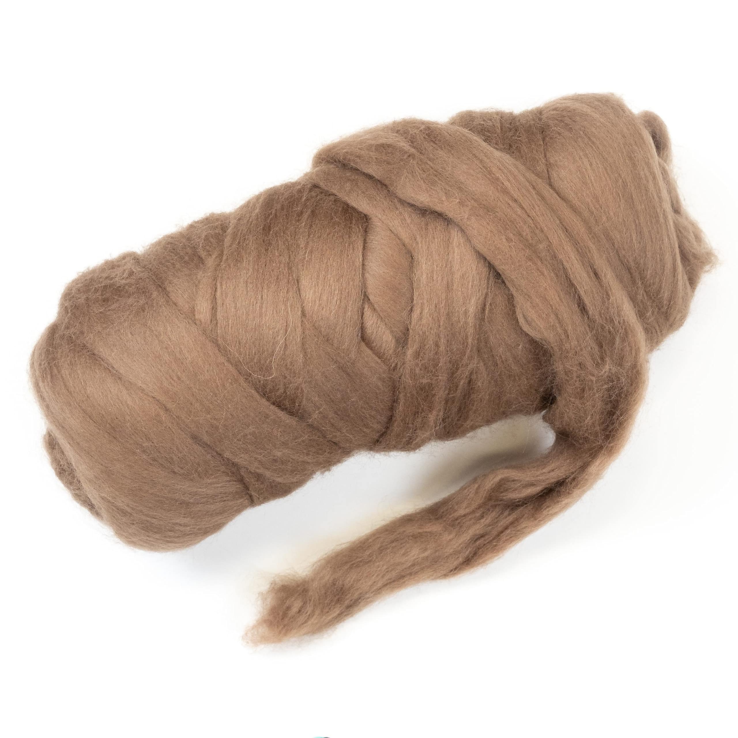 Kondoos Colored Natural Wool roving, 1 lb. Best Wool for Needle Felting, Wet Felting, handcrafts and Spinning. (Tobacco, 1 lb) — image 1