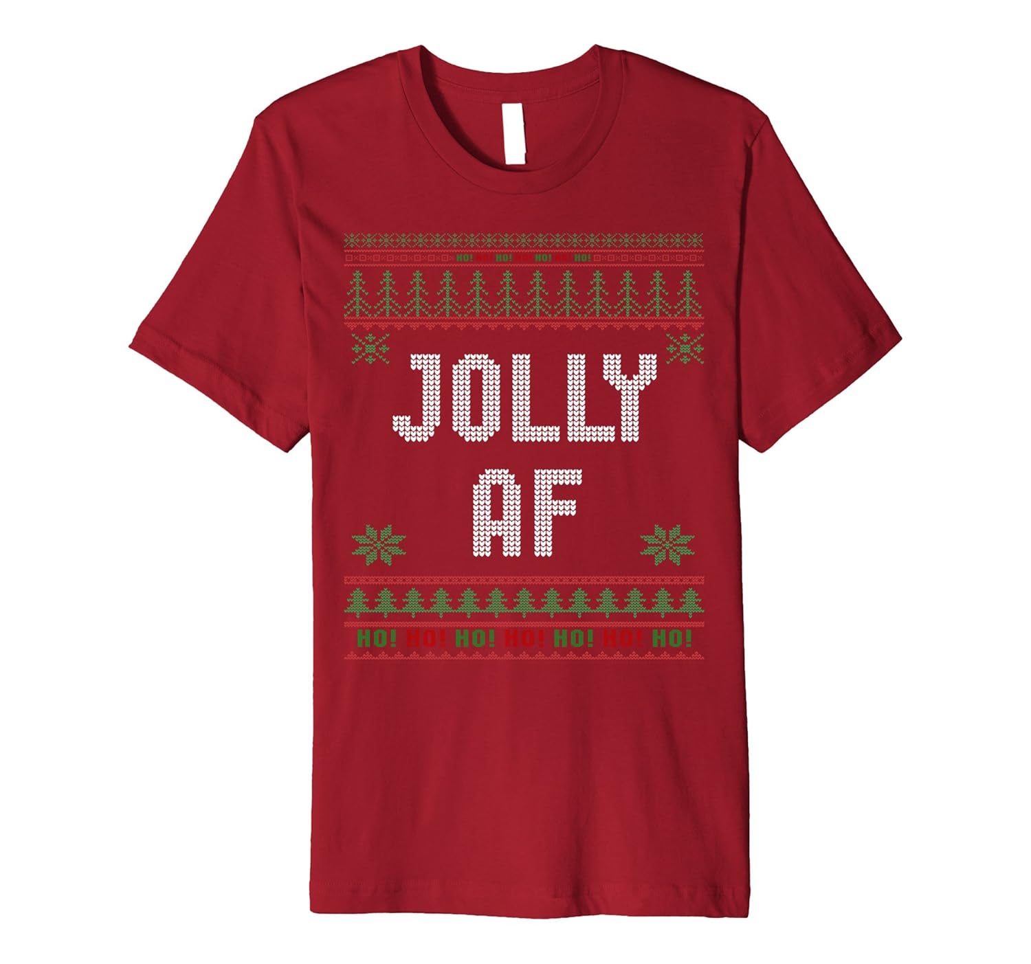 Jolly AF Ugly Christmas Sweater Style Funny T-Shirt-ANZ