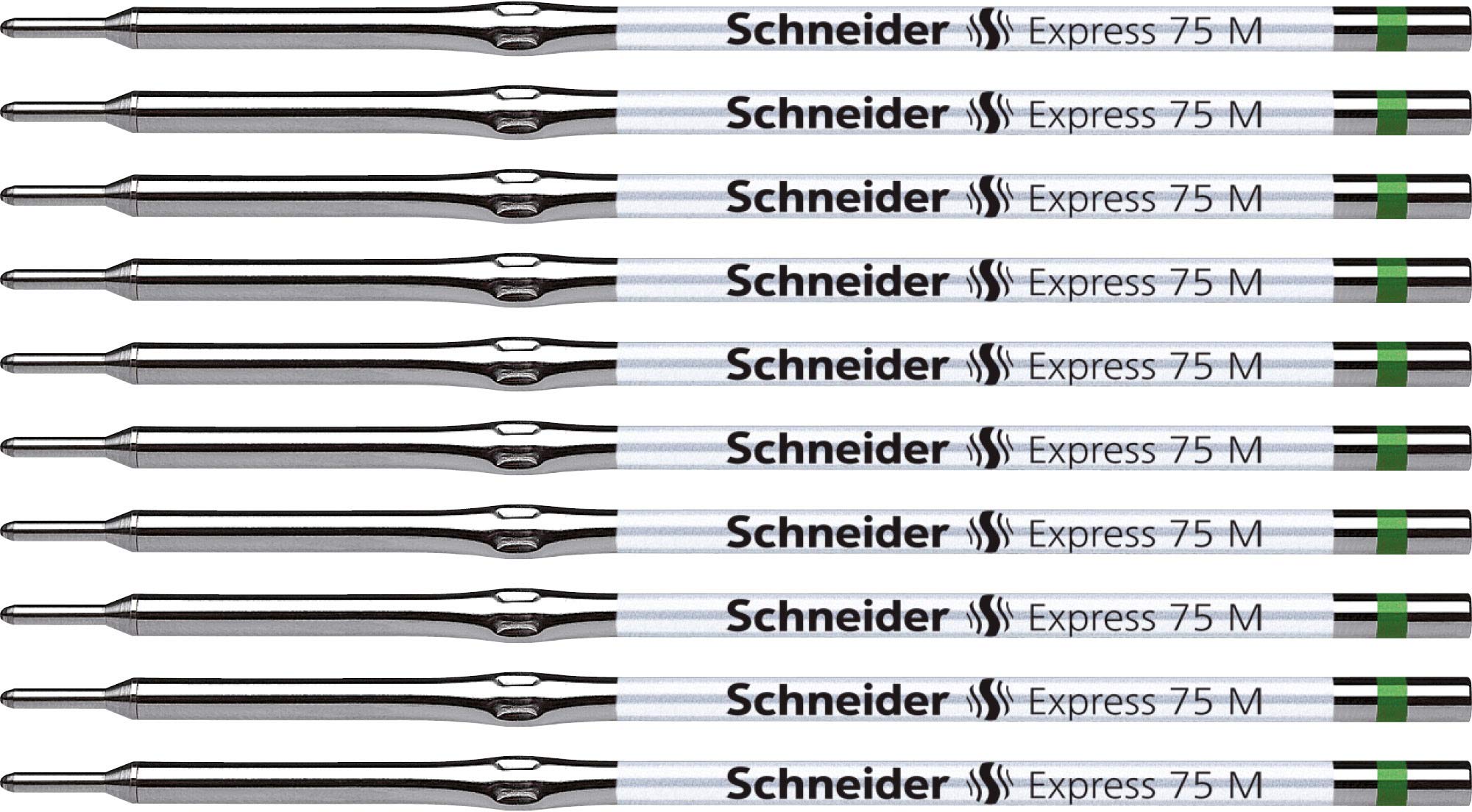 Schneider Express 75 Refill for Ballpoint Pen M Green Indelible ISO 12757-2 A2 Pack of 10