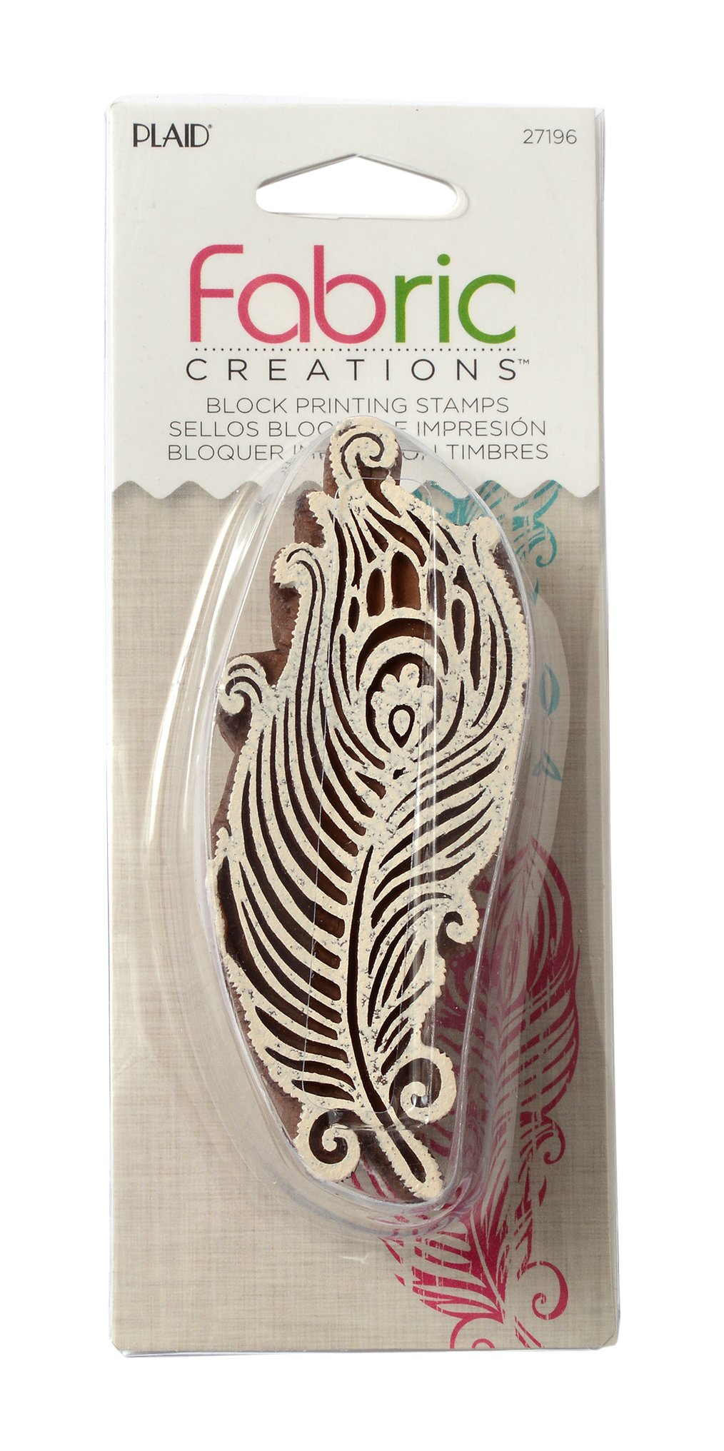 Plaid Fabric Creations "Border Feather" Stamp, Resin, Blue, 8.6 x 3.8 cm