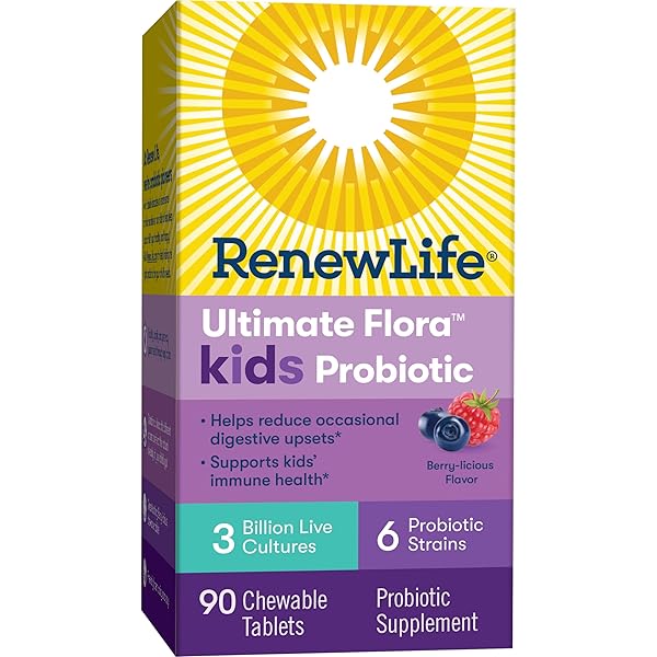 RENEW LIFE KIDS PROBIOTIC GUMMIES, SUPPORTS DIGESTIVE & IMMUNE HEALTH, SOY, DAIRY & GLUTEN FREE, BERRY, 90 CHEWABLE TABLETS