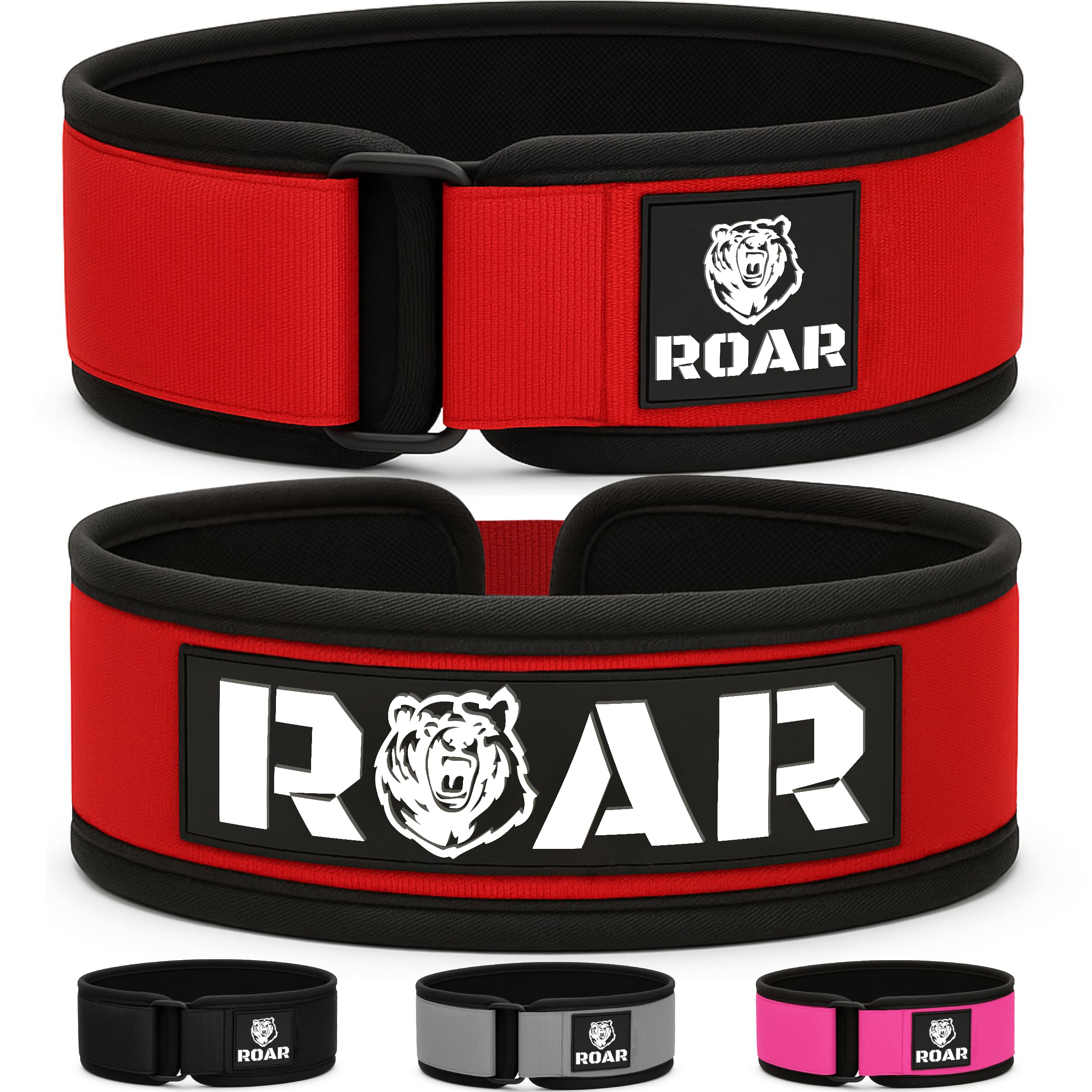 Roar® Weight Lifting Belt, Gym Belt, Powerlifting Belt, Lift Weight Belt, Deadlift Belt, Squat Belt, Lifting Belt Men, Lifting Belt Women (XS, Red)