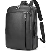 JulBean Genuine Leather Laptop Travel Backpack For Men | Convertible, Carry On, Business Work, Fit 15.6" Laptop