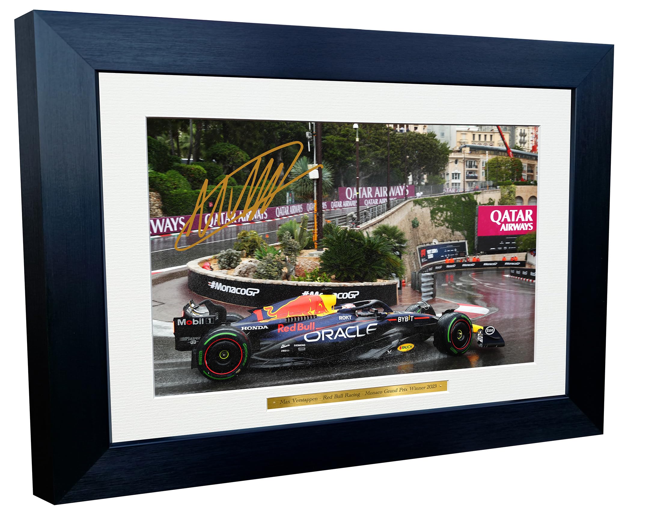 Kitbags & Lockers 12x8 A4 Max Verstappen Red Bull Racing Monaco Grand Prix Winner 2023 Autographed Signed Photo Photograph Picture Frame Racing Formula 1 F1 Poster Gift
