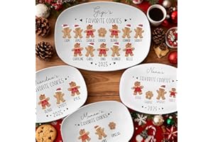 UIDMEN Personalized Christmas Cookie Plate with Name, Oval Plastic Gingerbread Plates, Grandma's Favorite Cookies Plate, Gift