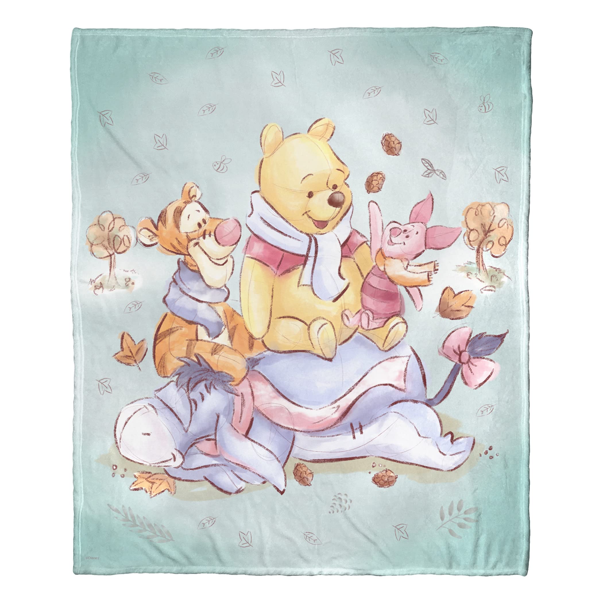 Northwest Disney's Winnie The Pooh Silk Touch Throw Blanket, 50" x 60", Autumn Happiness