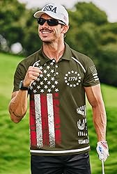Mainfini Man Distressed 1776 Polo T-Shirt Green USA