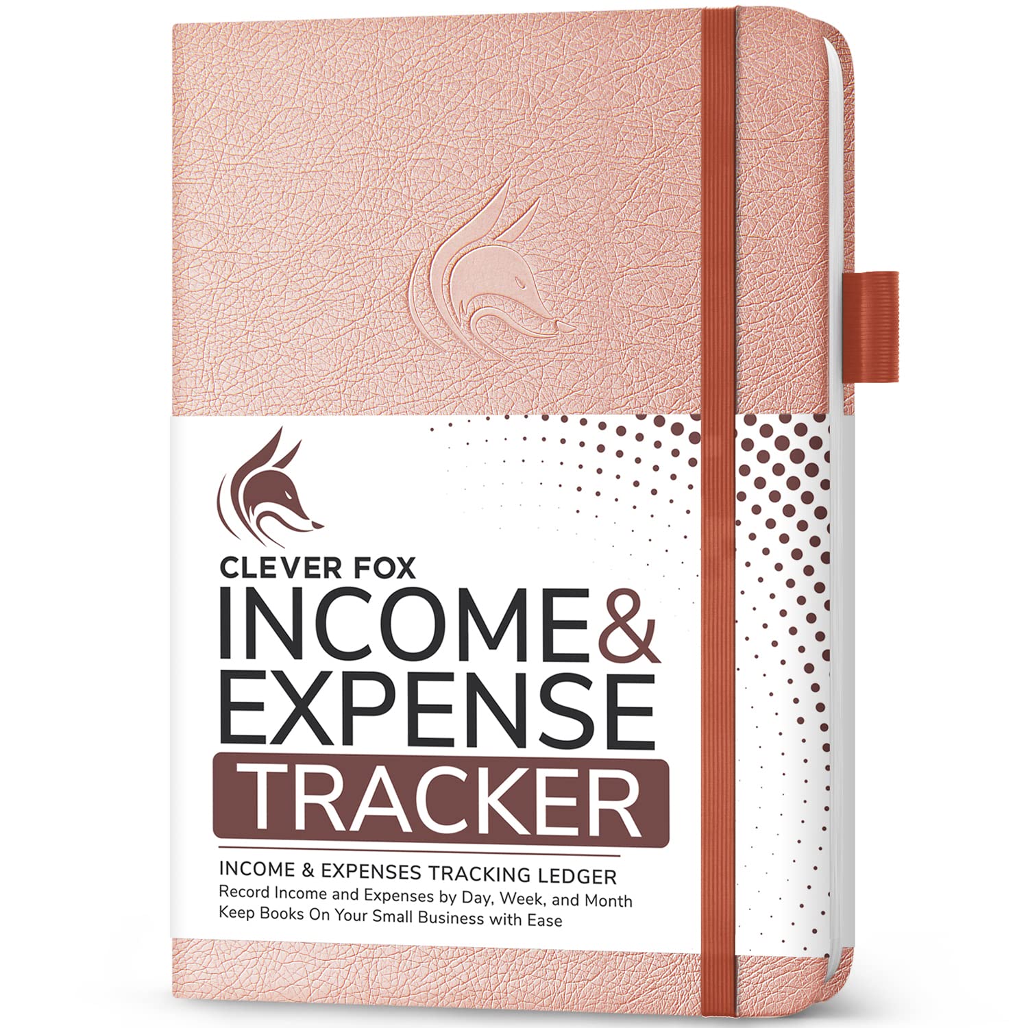 Clever Fox Income & Expense Tracker – Accounting & Bookkeeping Ledger Book for Small Business – 1-Year Record Notebook, A5 (Rose Gold)