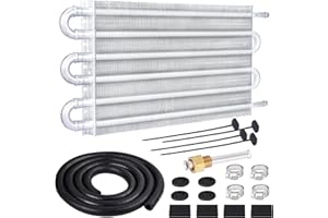 EVIL ENERGY 5/16" Transmission Oil Cooler, 6 Pass Tube and Fin Cooler Kit Universal Aluminium Silver