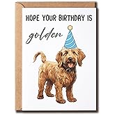 BNJDesigns Hope your birthday is golden - Goldendoodle Birthday Card - Goldendoodle Card - Dog birthday Card - Happy birthday card - Card For Dog Lovers
