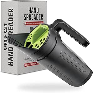 SPRODUCE Ergonomic Handheld Spreader (2.5L) Adjustable Openings for All-Purpose Use; Grass Seed Spreader, Lawn Fertilizer Spreader, Salt Spreader, On Lawns, Driveways, and Walkways Up to 800 Sq Ft.