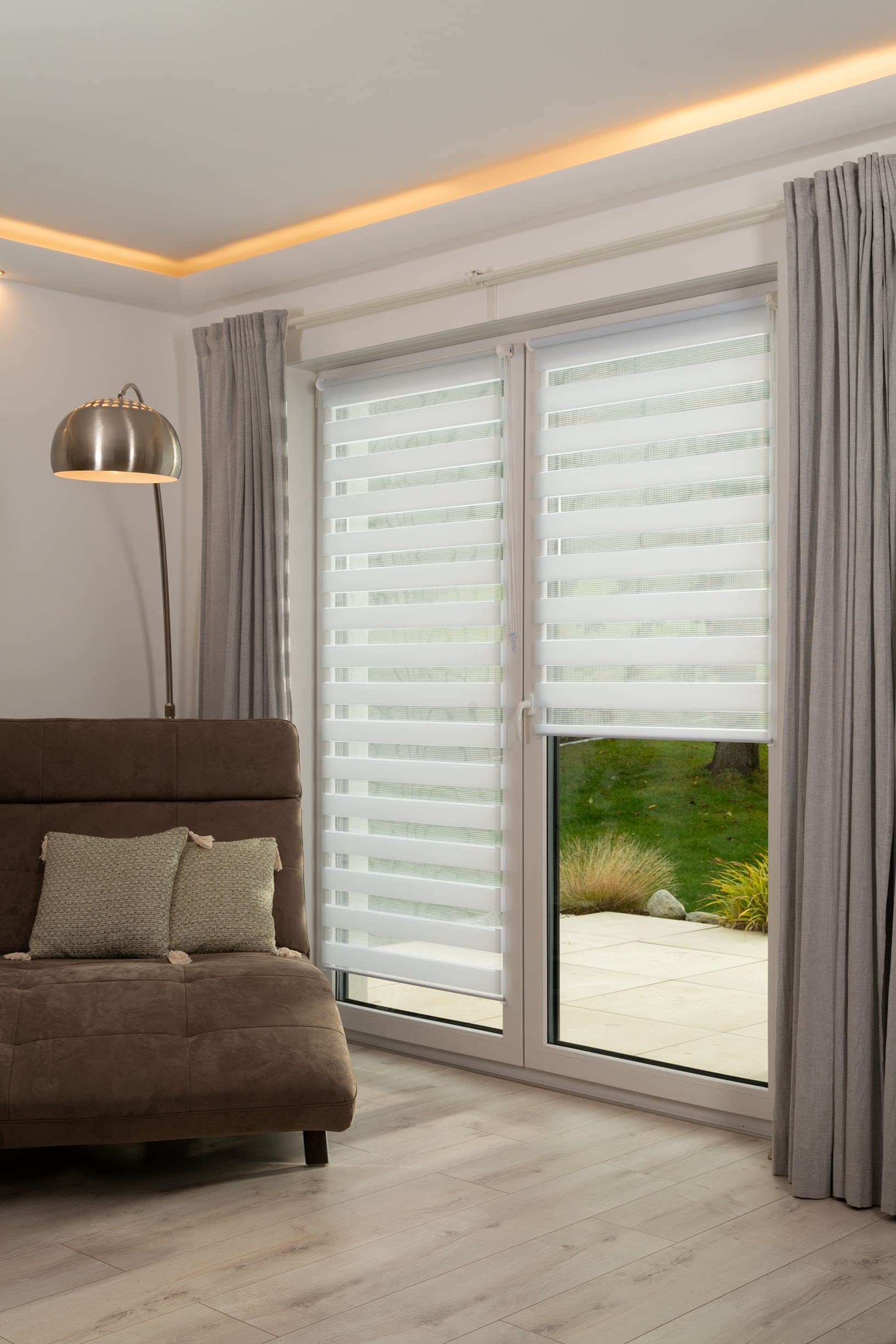 K-home Klemmfix double roller without drilling, Fabric, White, 105 x 150 cm