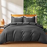 MR&HM Silky Cooling Duvet Cover King for Hot Sleepers 106"x90", Breathable & Moisture-Wicking Comforter Cover, 3 Pieces Ultra-Soft Bedding Duvet Cover Set with Zipper Closure (Dark Grey)