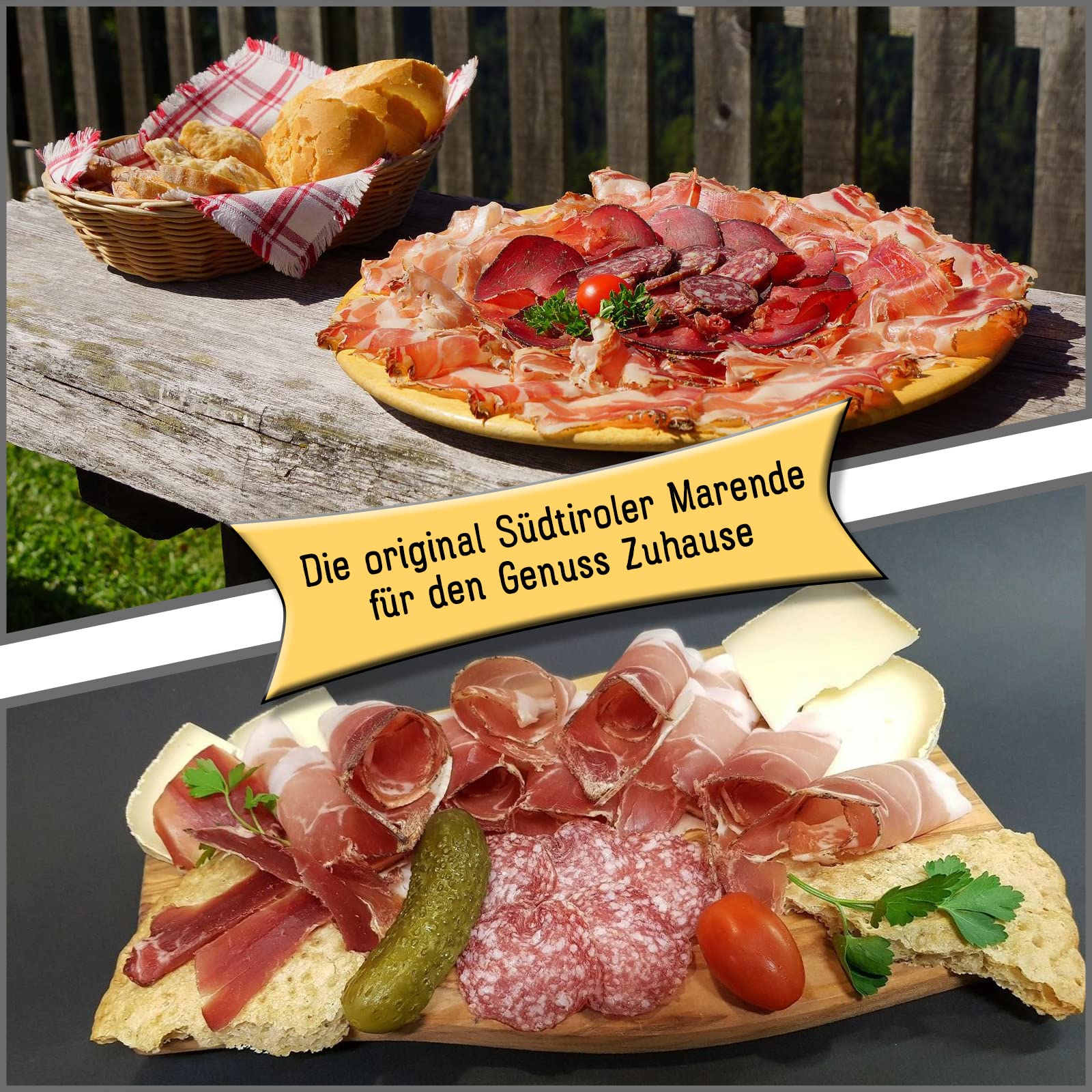 Südtiroler Geschenkset mit 7 Spezialitäten - Präsentkorb gefüllt mit Speck, Käse, Salami - Feinkost Geschenk für Männer & Frauen 3