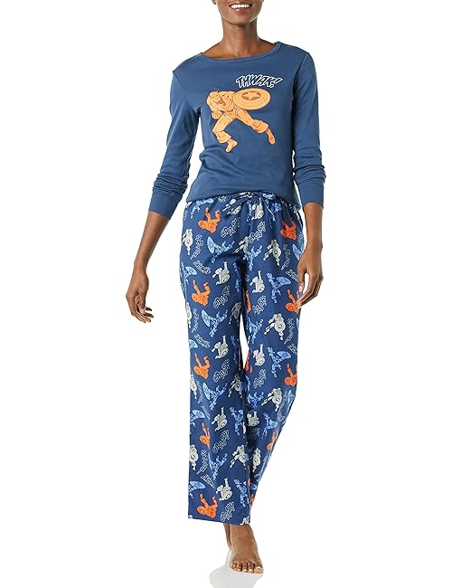 Amazon Essentials Disney | Marvel | Star Wars Women's Flannel Pajama Sleep Sets, Marvel Captain America, X-Small