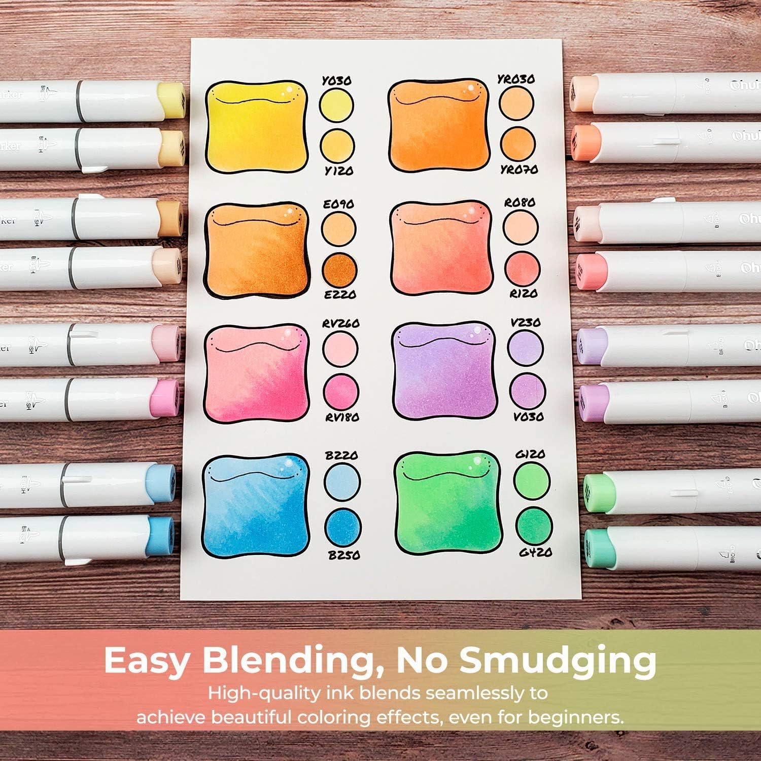 Ohuhu Pastel Markers, Ohuhu 48 Colors Alcohol Brush Markers Double Tipped Brush & Chisel Sketch Marker, Artist Art Markers Adults' Coloring Illustration, 1 Colorless Alcohol Markers Blender Included : Office Products