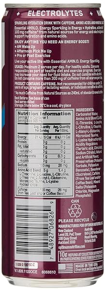 OPTIMUM NUTRITION – ESSENTIAL AMINO ENERGY + ELECTROLYTES SPARKLING – 12OZ