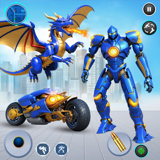 Flying Dragon Robot Mech War: Open World Robot Fighting Arena: Robot Transform Car Game - Multi Animal Robots shooting 3D