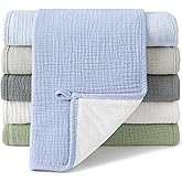 Bearmoss Muslin Burp Cloths, 100% Cotton Baby Burping Clothes, Large Extra Soft Absorbent for Unisex Newborn Boy and Girl, 20x10in, 6 Pack