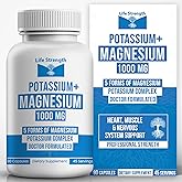 Life Strength Potassium Magnesium Supplement 1000mg (90 Caps) – Potassium Magnesium Complex with Aspartate, Glycinate, Oxide, Gluconate & Citrate – Muscle, Heart & Electrolyte Support - 45-Day Supply