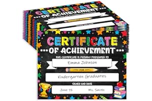 ADDUSTER 30 Pieces Certificate of Achievement Student Awards Certificates Paper Month Certificates 8.5 x 11 Inch - Star Pattern Black