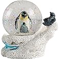 Elanze Designs Mommy Penguin and Chicks Iceberg Snow Slide Bird Antarctica Mother Daughter 3 x 3 Miniature 45MM Sturdy Glass Glitter Water Snow Globe Table Top Figurine