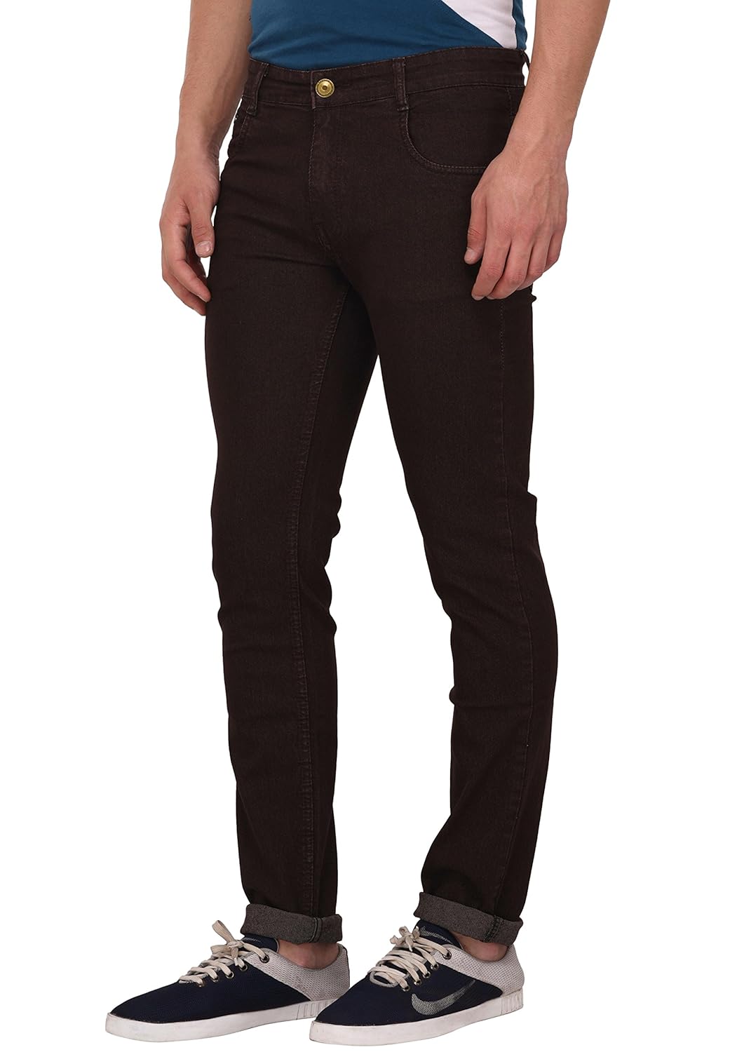 studio nexx men's regular fit stretch jeans (coffee)