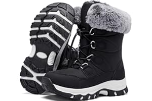 ANEFUN Winter Snow boots for Kids Girls Boys Water-Resistant Outdoor Warm Anti-Slip Mid Calf Faux Fur Lining Insulated Shoes for Little/Big Kids