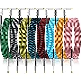 Rigibright 8 Pack 10FT Instrument Cable - Guitar, Bass, Keyboard, Microphone & Mixer Amp Cord (Multicolored, 10 Feet)