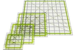 LINXIAO Quilting Rulers,Sewing Ruler,4 Piece Quilting Square Templates Green(3.5"x3.5",5"x5",6.5"x6.5",10.5"x10.5")