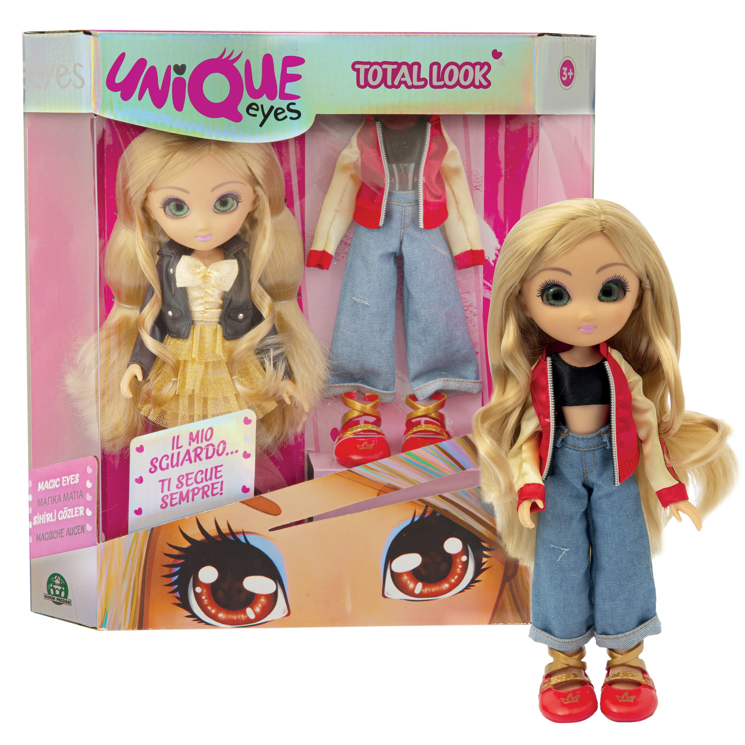 Unique Eyes Total Look Doll Amy - Toy Dolls with Lifelike eyes, for girls aged 3 and above