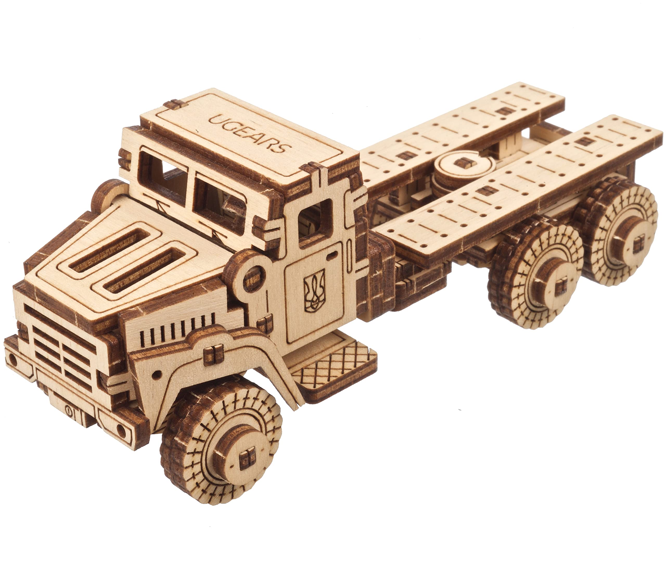UGEARS Military Truck 3D Puzzle - Wooden Model Kit for Adults to Build - Mechanical Model Truck Car Making Kit - 3D Jigsaw Puzzle Wood Off-Road Car - DIY Brain Teaser Construction Set