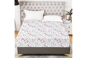 YIYEA Twin Fitted Sheet Only - Floral Print - 100% Brushed Microfiber 1800 Thread Count Fitted Sheet Twin Size - Ultra Soft - 16" Deep Pocket - Shrinkage & Fade Resistant (Twin)