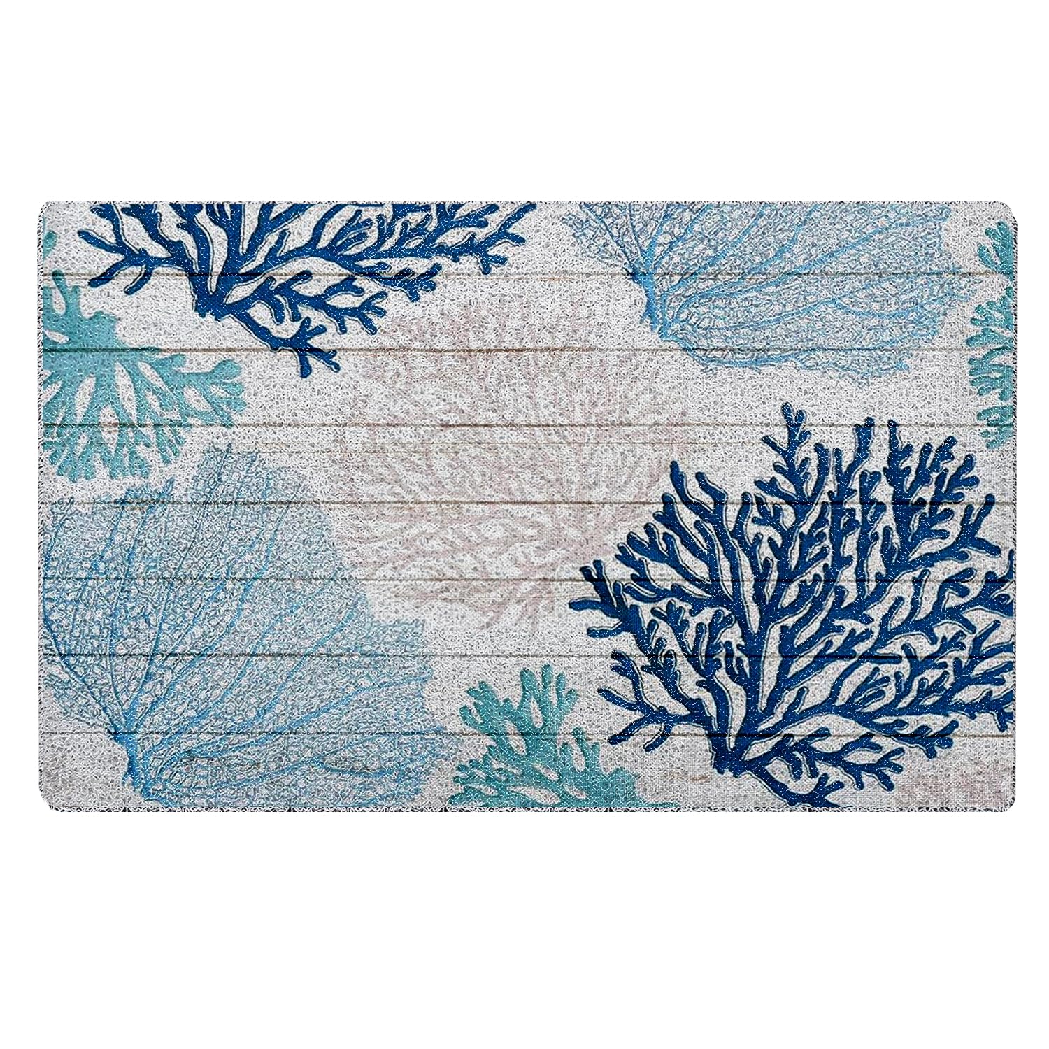 Photo 1 of Qabliqo Blue Beach Door Mat - Beach Coastal Outdoor Welcome Door Mat, Nautical Door Mats, Coastals Outdoor Decor, Coastals Ocean Bathroom Decor, Beach House Decor, 17x30 Inch