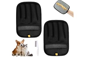 Pet Hair Removal Gloves, 2 PCS Double Sided Dogs and Cats Hair Remover Reusable Cat Dog Pet Grooming Gloves Suitable for Couc
