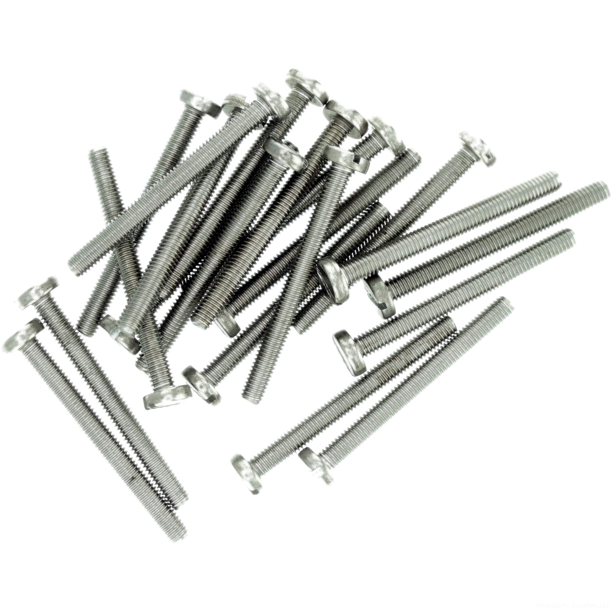 M5 (5mm x 50mm) Slot Pan Machine Screw (Bolt) - Stainless Steel (A2) (Pack of 20)