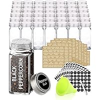 SWOMMOLY 42 Glass Spice Jars with 713 Spice Labels, Chalk Marker and Funnel Complete Set. 42 Square Glass Jars 4 OZ…