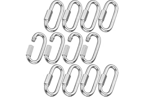 ZIQI 12Pack Stainless Steel Quick Link M8 5/16 Inch Quick Chain Links Connector, Heavy Duty D-Shape Locking Carabiners for Trailer, Swing, Hammocks, Camping, 1500LB Capacity