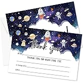 RYSMH Kids Thank You Cards, Outer Space Themed Fill In The Blank Thank You Notes With Envelopes, 20 Pcs Planet Astronaut Greeting Cards For Birthday Party, Baby Shower, Wedding, Party Decor Favor -16