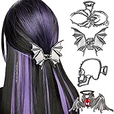 4 Pack Halloween Hair Claws, Medium Gothic Metal Claw Clips with Spider Bat Skull for Women Girls, Strong-Grip Non-Slip Hair Clips for Thick Thin Hair, Spooky Hair Accessories Gifts (Black)