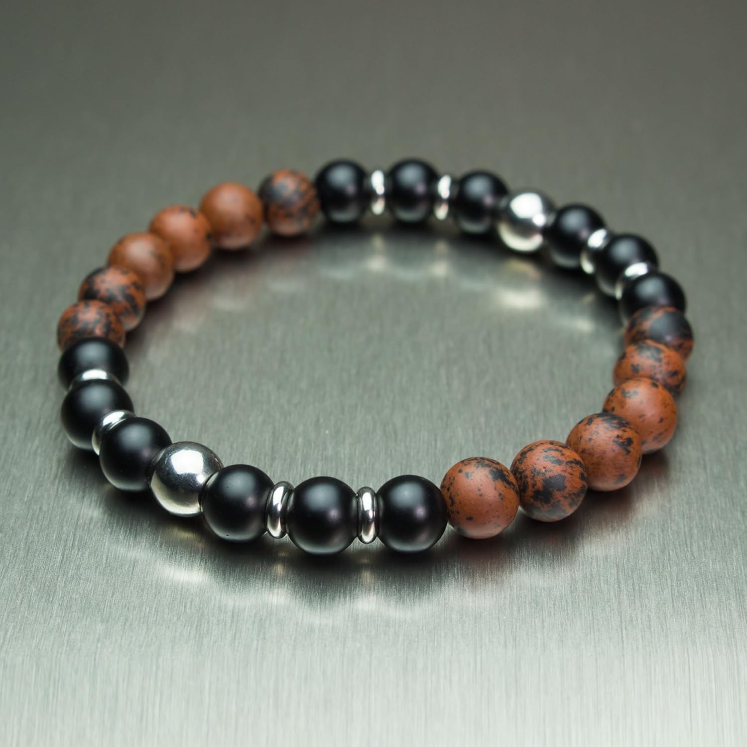 Bracelet homme perle noir mat Clearance