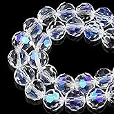 DIQIO 10mm Crystal Beads for Jewelry Making - 32 Faceted Iridescent Beads for Bracelets(65-72pcs, Crystal Paradise)