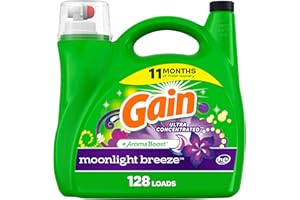Gain + Aroma Boost Liquid Laundry Detergent, Moonlight Breeze Scent, 128 Loads, 184 fl oz, HE Compatible