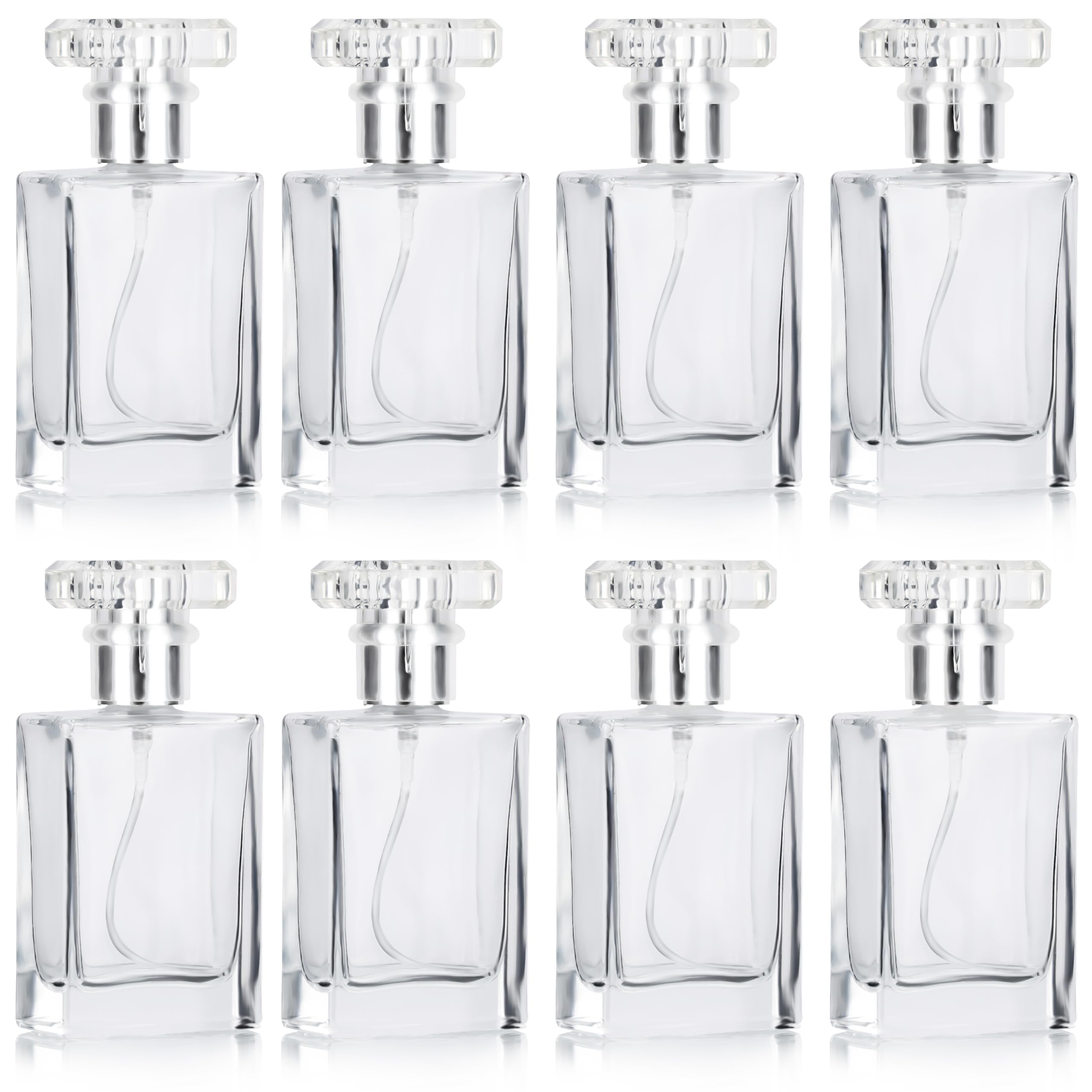 BELLE VOUS Refillable Perfume Atomiser (8 Pack) - 30ml/1oz Spray Bottle Set - Empty Glass With Mist Pump - Mini Travel Refill Bottles