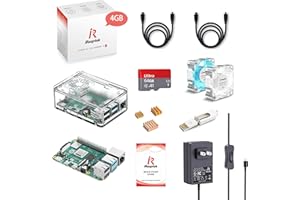 iRasptek Starter Kit for Raspberry Pi 4B 4GB - 64GB Edition,Noobs Preinstalled,5V 3.5A Power Supply,Display Cable,Heatsink,Tr