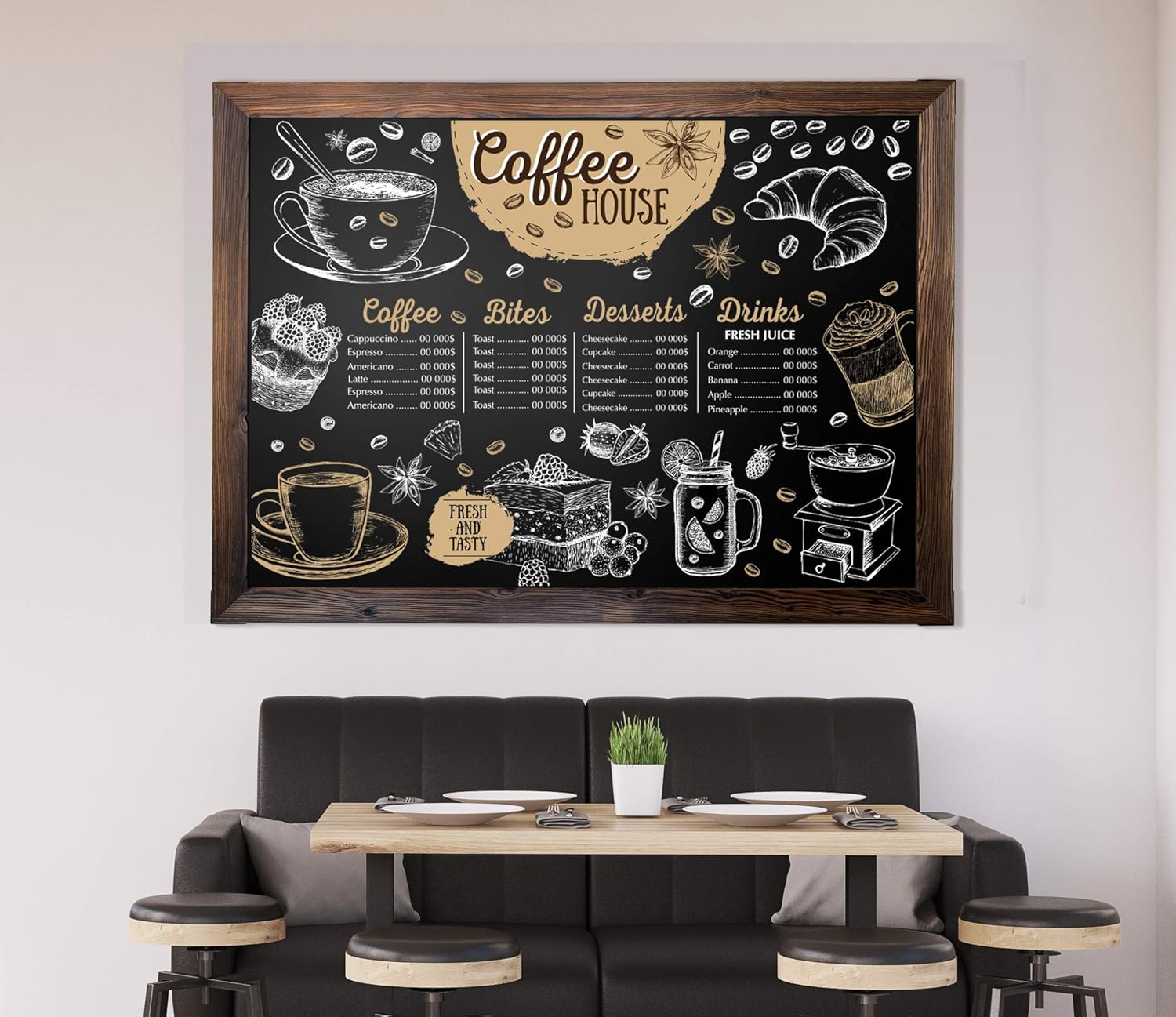 Loddie Doddie Huge Magnetic Chalkboard - 46" x 34.5" Rustic Framed Chalkboard for Wall Decor - Easy to Erase Chalkboard Rustic Frame for Kitchen, Framed Magnet Blackboard - Hanging Black Chalkboards : Office Products