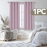 Deconovo Thermal Insulated Blackout Curtain 52x54 Pink Ring Top 1 Panel view 3