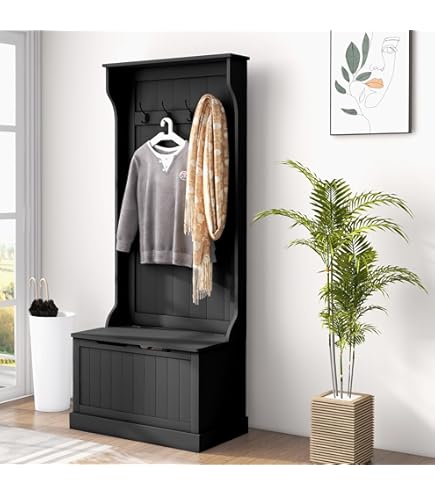 Amazon.com: SANPON Bamboo Hall Tree with Bench for Entryway Coat